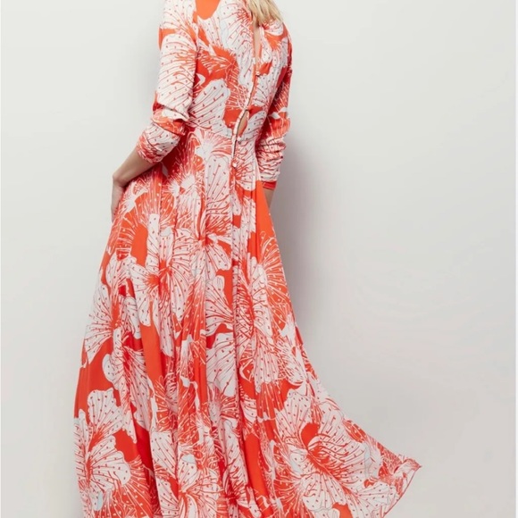 Free People First Kiss floral full skirt maxi dress Tangerine Dream - Picture 5 of 11
